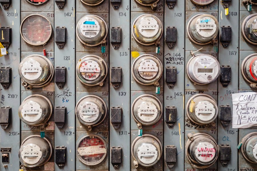 Wall of electricity meters